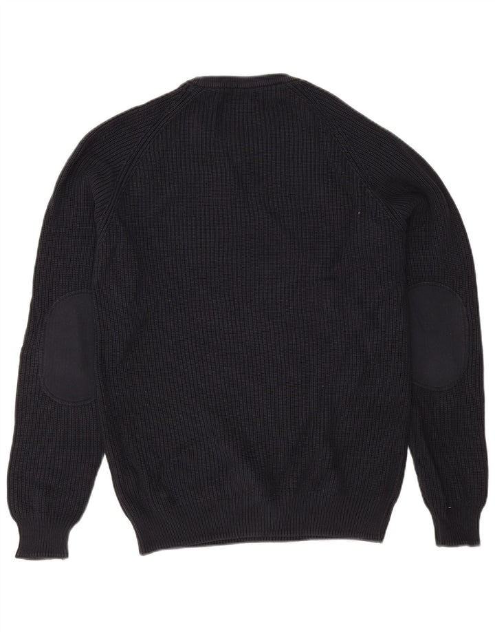 Zara Herren-Pullover mit Rundhalsausschnitt, mittlere marineblaue Baumwolle
