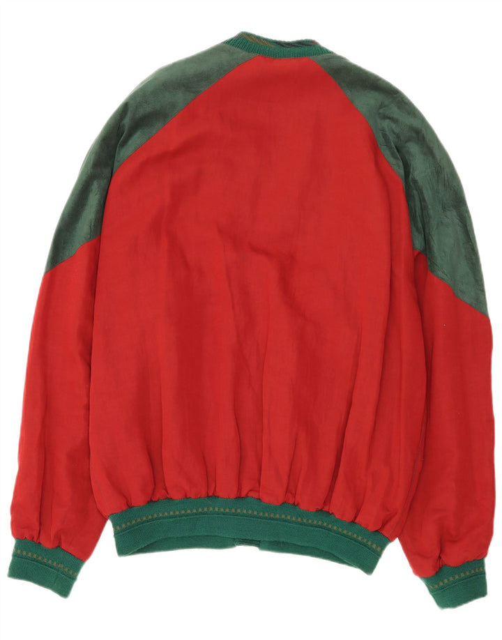 Jupiter Herren Bomberjacke IT 56 3XL Rotes Colourblock-Leinen