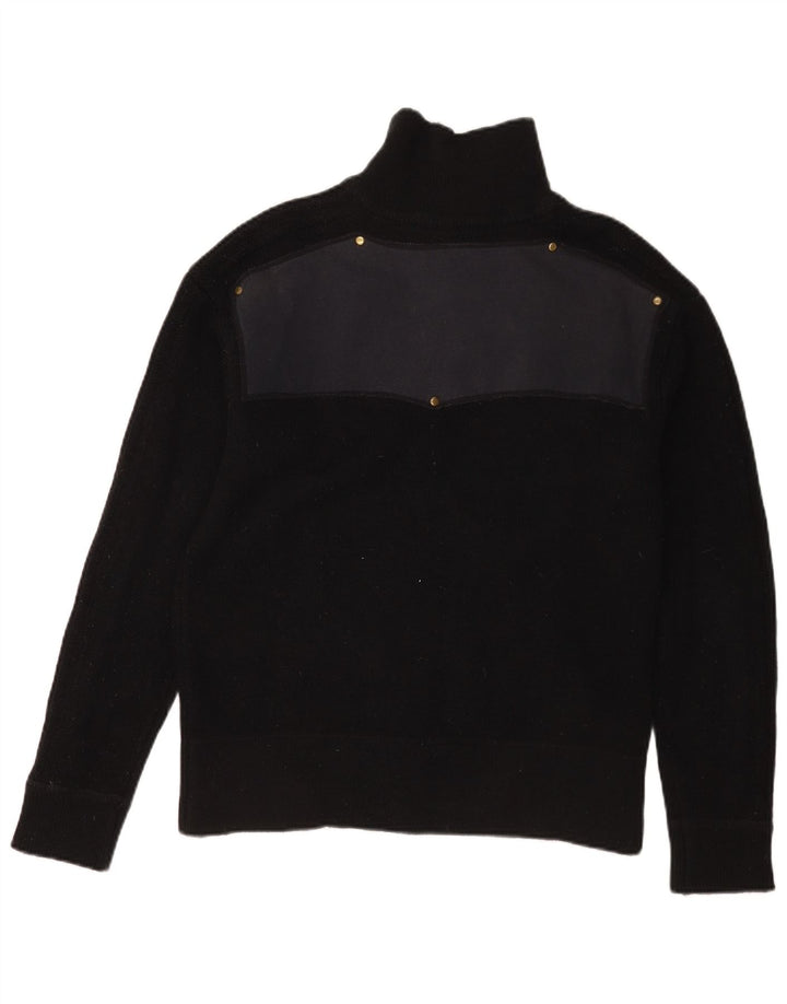 Dickies Grafischer Herren-Cardigan-Pullover aus mittelschwarzer Colourblock-Wolle