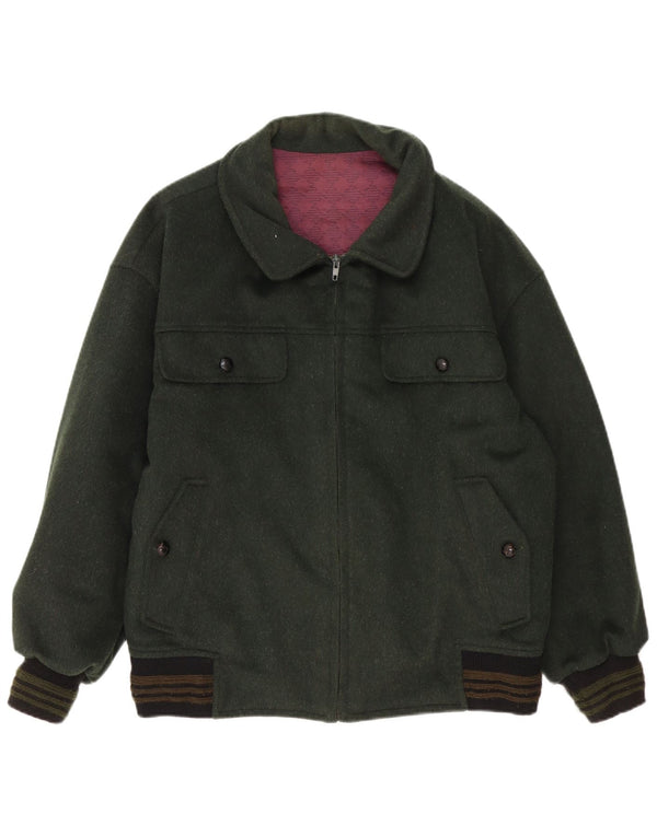 Vintage Herren Bomberjacke UK 40 Large Grün Colourblock