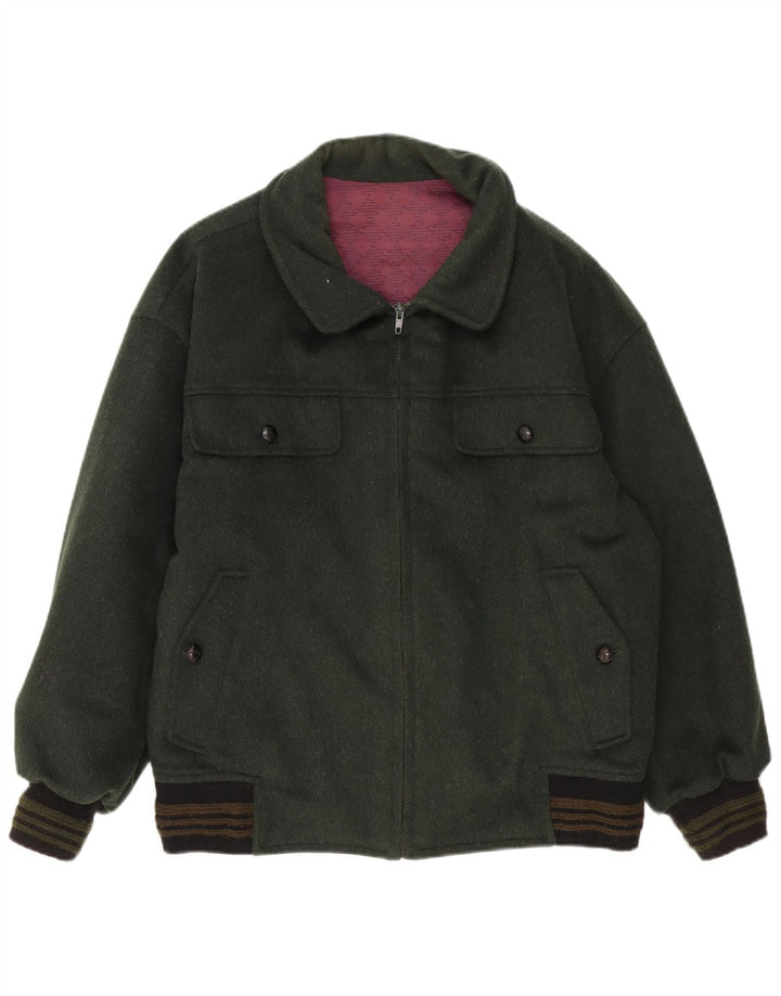 Vintage Herren Bomberjacke UK 40 Large Grün Colourblock