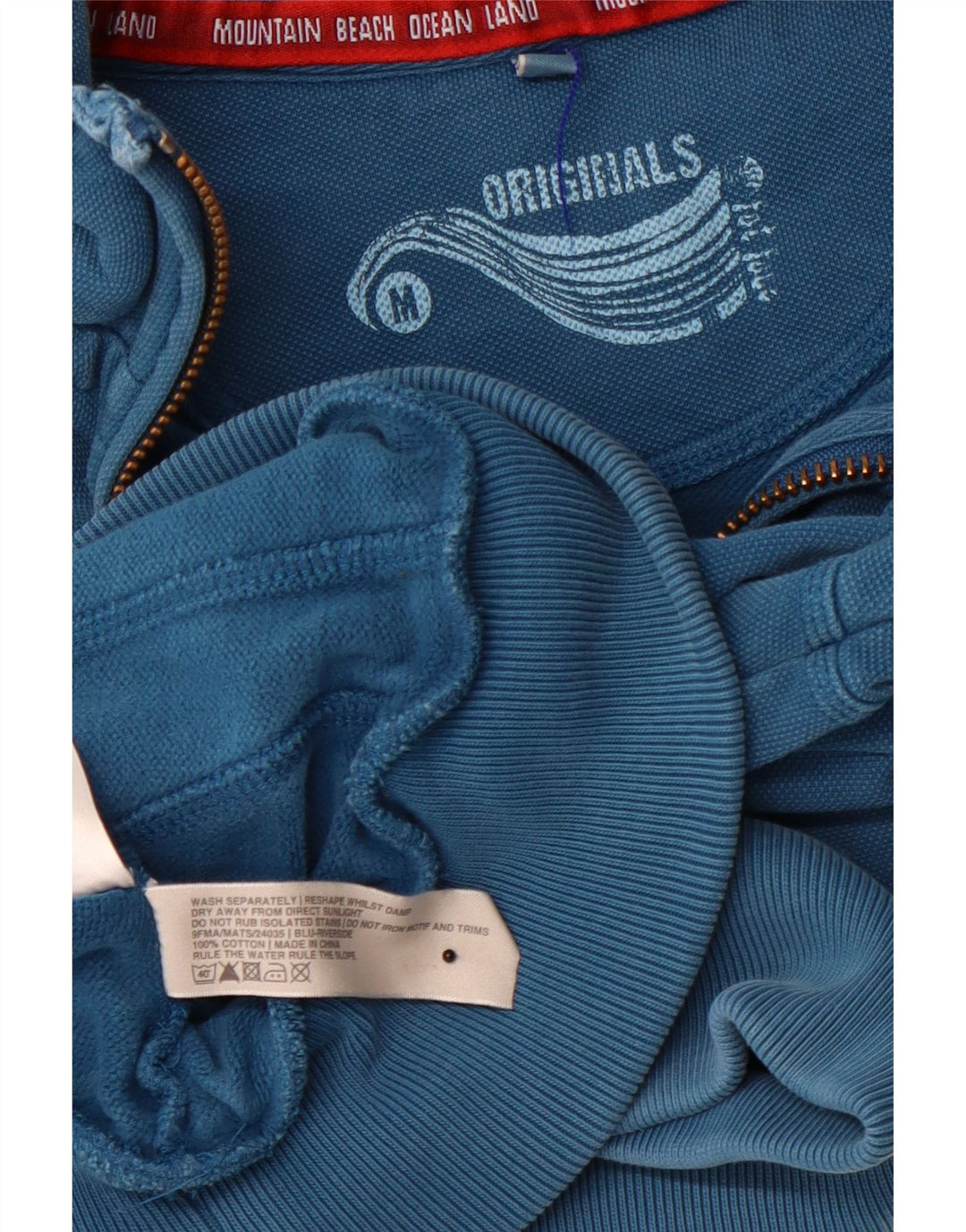 FAT FACE Herren-Sweatshirt mit Reißverschluss am Hals, mittelblaue Baumwolle