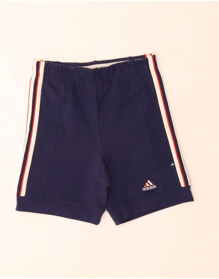 Adidas Damen Sportshorts UK 12 Medium Marineblau Baumwolle