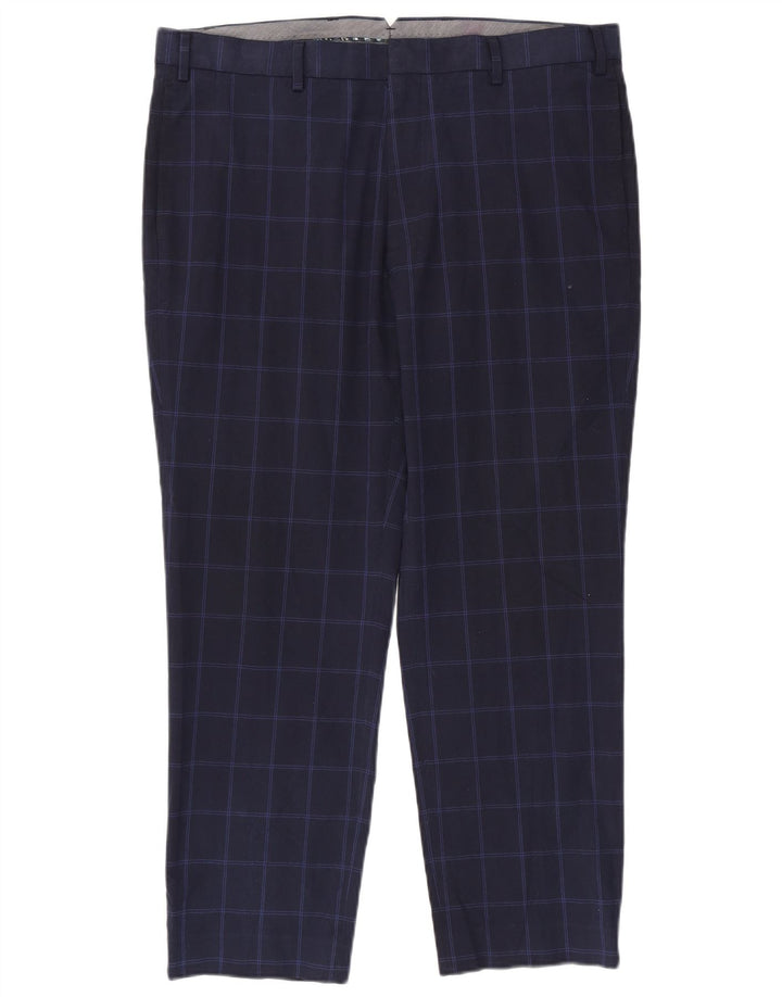 Marks & Spencer Herren-Anzughose in normaler Passform, W38 L29, Marineblau kariert