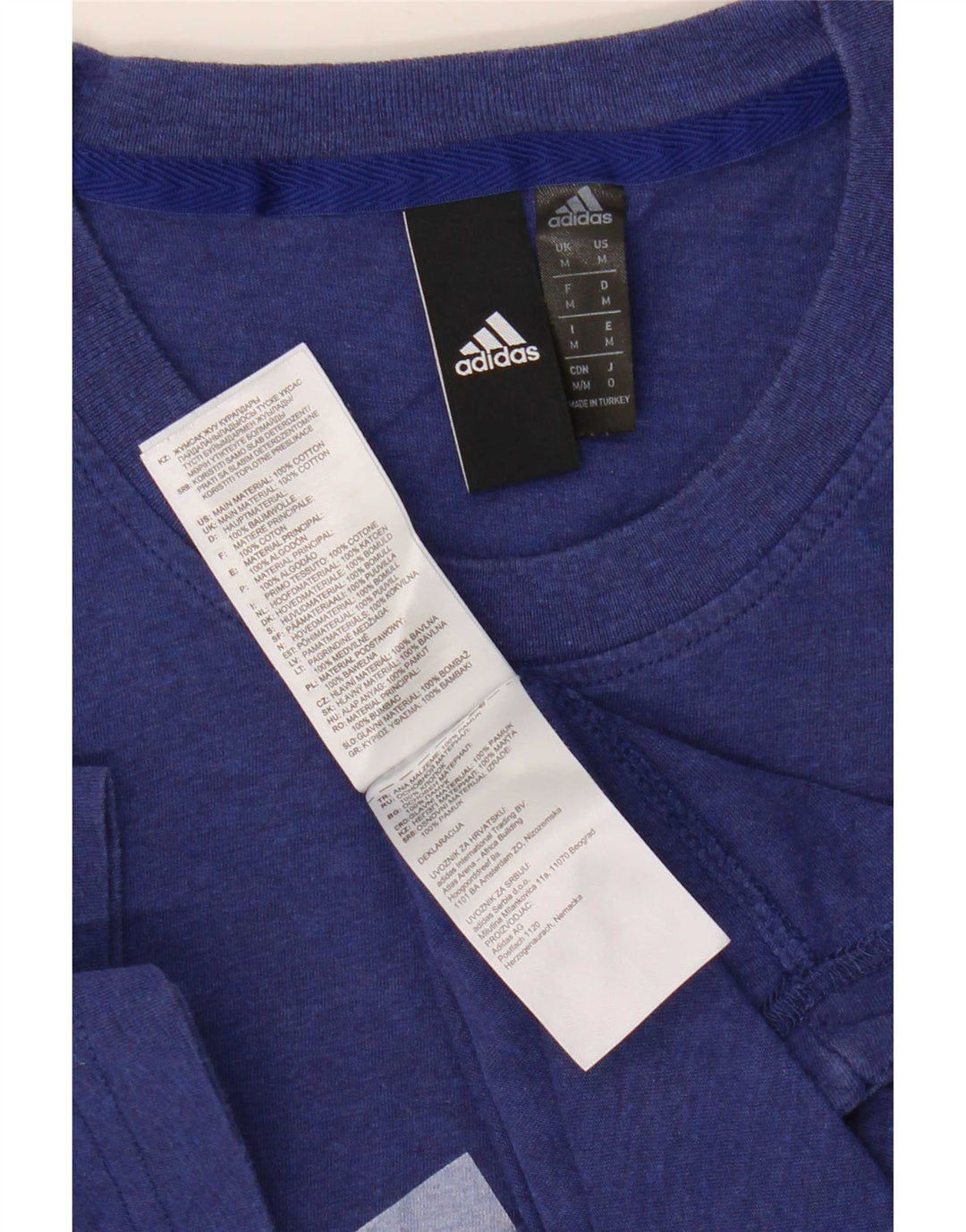 Adidas Herren Grafik-T-Shirt aus mittelblauer Baumwolle