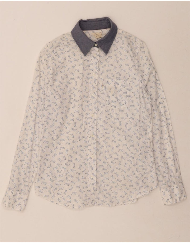 LEVI'S Womens Shirt Medium White Animal Print Cotton Vintage Levi's and Second-Hand Levi's from Messina Hembry 