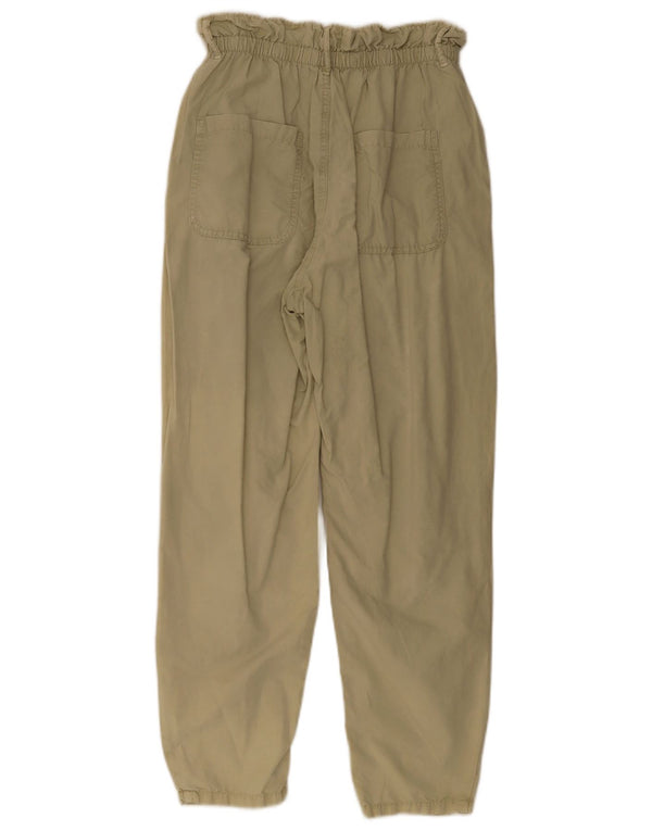 Zara Damen Tapered Chino Hose EU 34 2XS W24 L28 Khaki