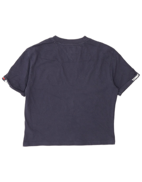 Tommy Hilfiger Grafik-T-Shirt für Damen, UK 10, Größe S, Marineblau, Baumwolle