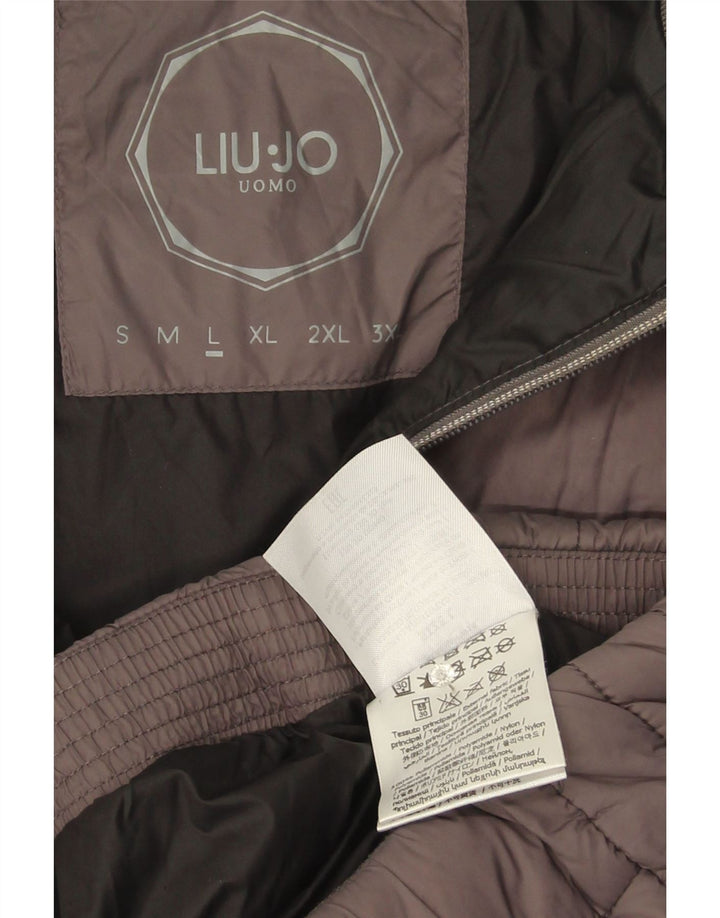 Liu Jo Herren Wattierte Jacke UK 40 Large Grau Polyamid