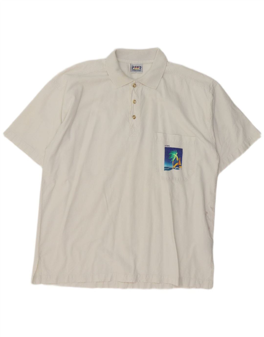 VINTAGE Herren-Poloshirt aus mittelweißer Baumwolle