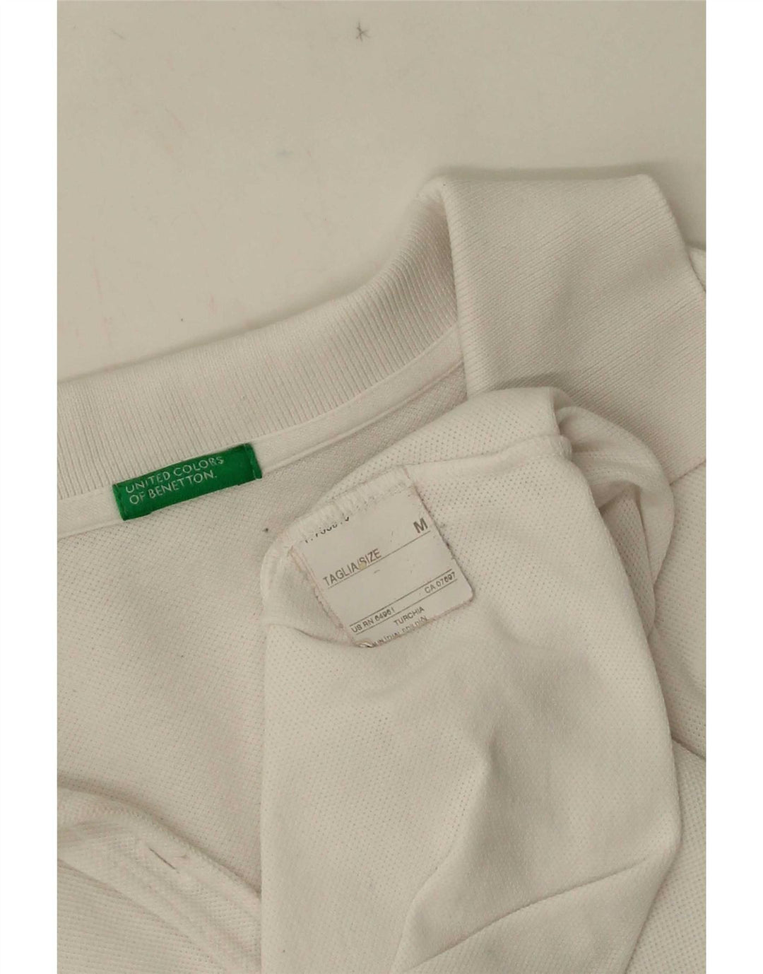Benetton Damen Langarm-Poloshirt UK 12 Mittelweiß