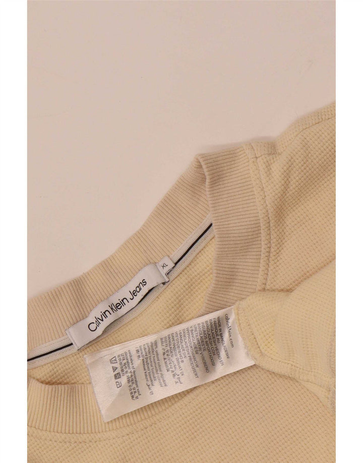 Calvin Klein Herren Top Langarm XL Beige Baumwolle