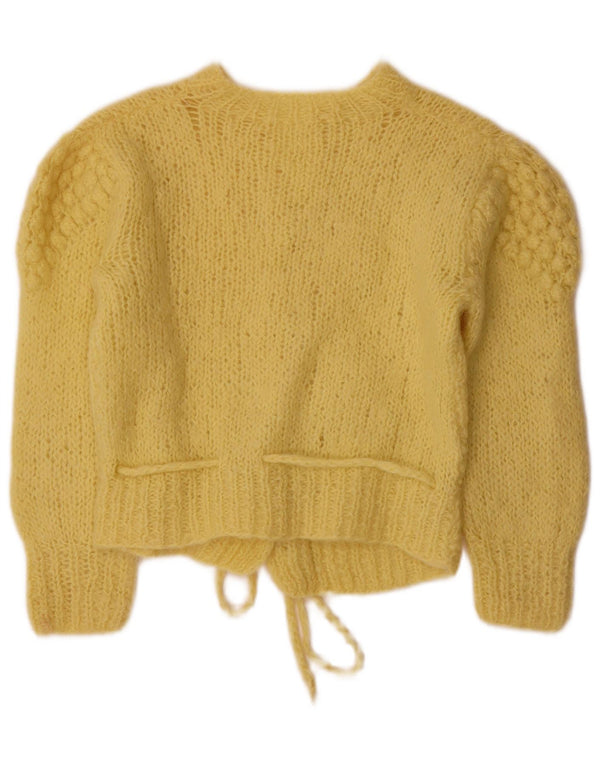 Vintage Mädchen Strickjacke Pullover 9-10 Jahre Gelb