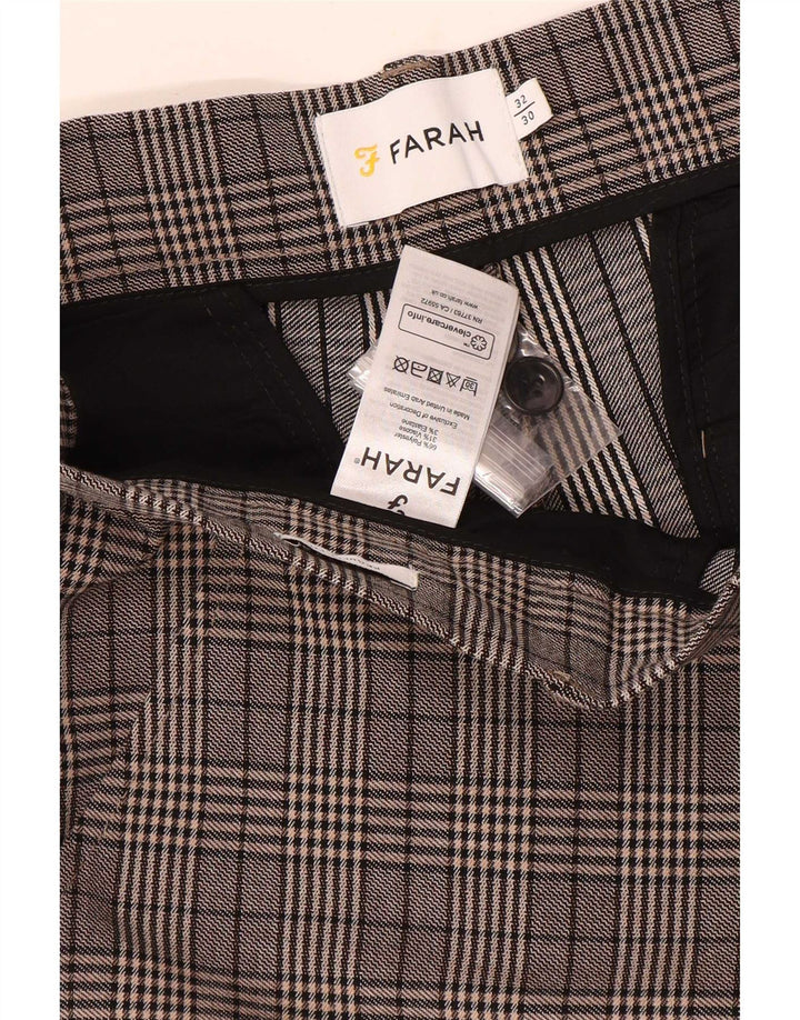 Farah Slim Chino-Hose für Herren, W32, L30, grau kariertes Polyester