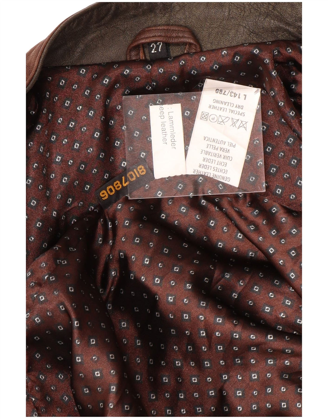 Vintage Herren Lederjacke UK 44 2XL Braunes Batikleder