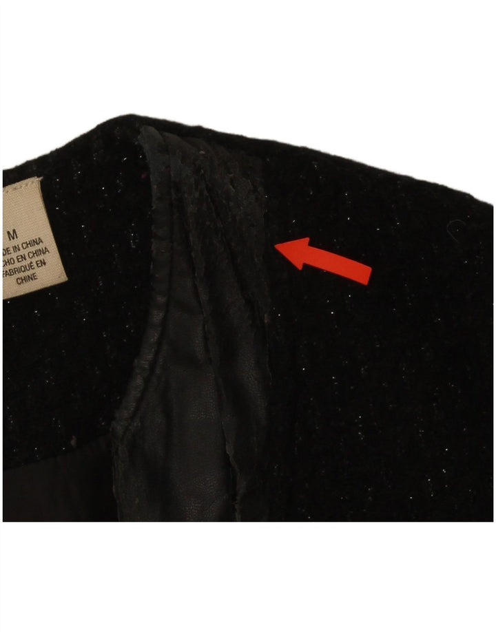 Dkny Damen-Blazer mit durchgehendem Reißverschluss, UK 14, mittelschwarz gefleckte Wolle