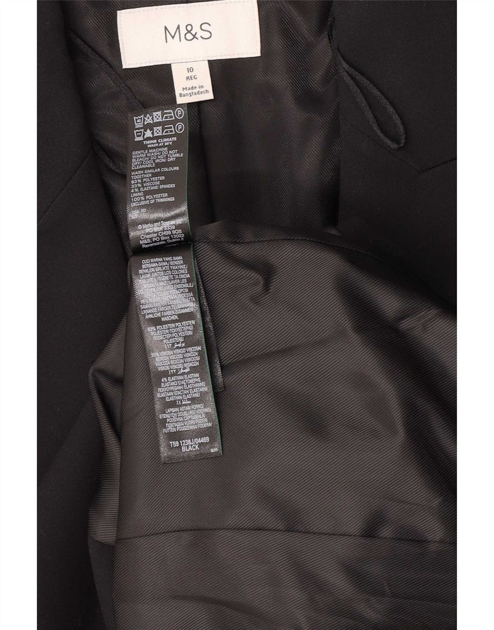Marks & Spencer Damen-Blazerjacke mit 1 Knopf, Gr. 10, Größe S, Schwarz, Polyester