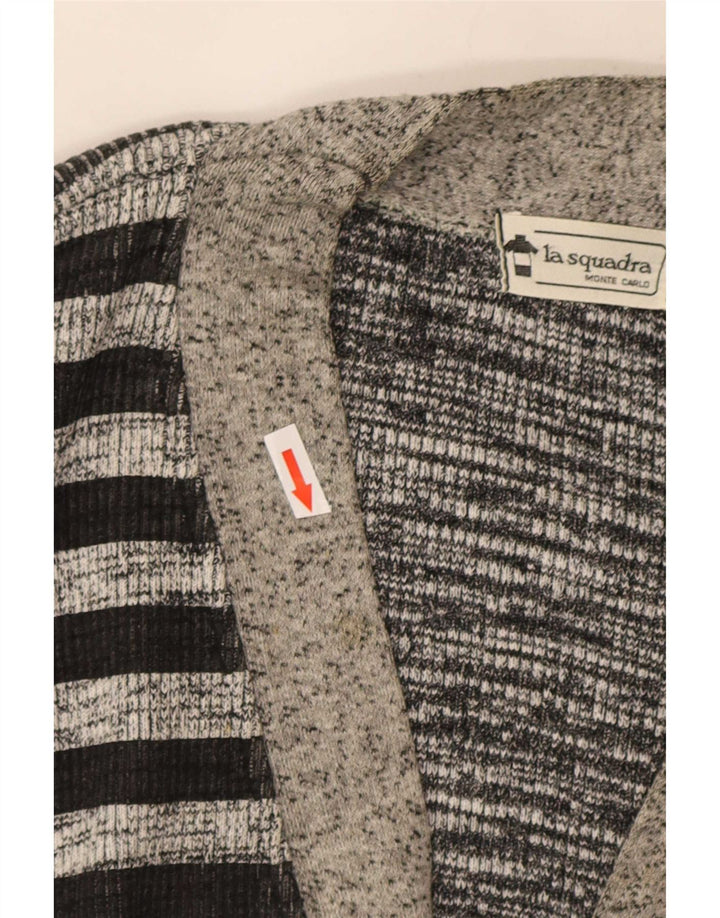 La Squadra Herren-Cardigan, groß, grau gestreift, Baumwolle