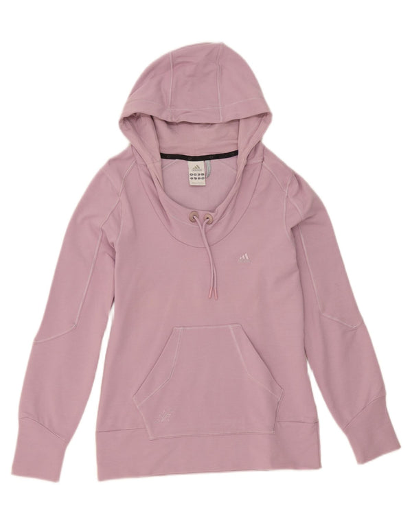 Adidas Womens Hoodie Jumper UK 12 Medium Pink Cotton