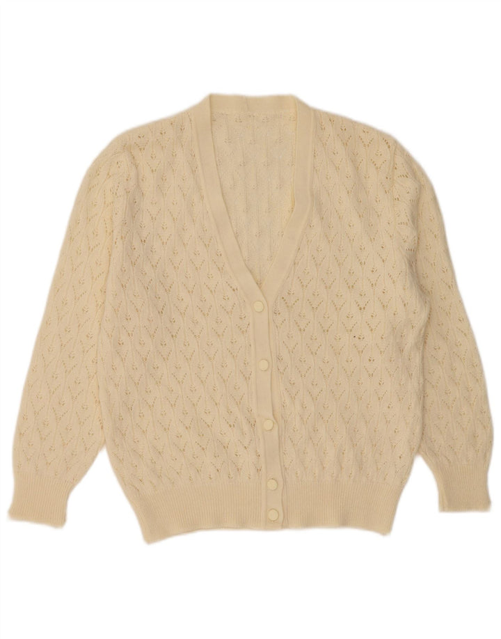 Vintage Damen Cardigan Pullover UK 16 Große Beige Wolle