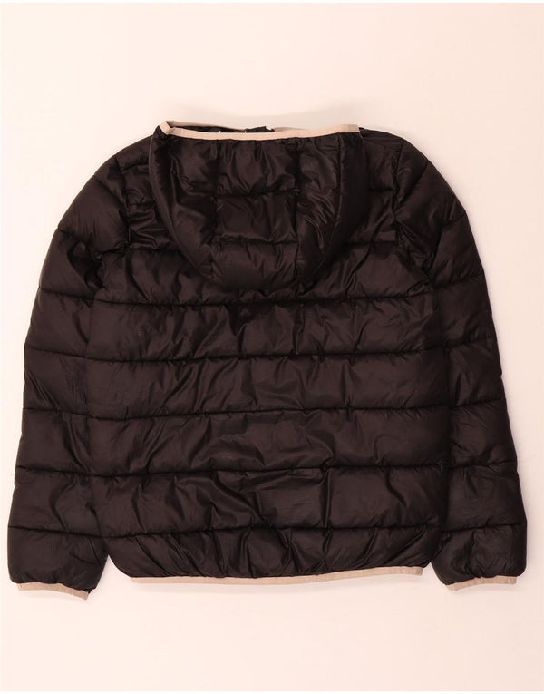 CHAMPION Girls Hooded Padded Jacket 11-12 Years Large Black