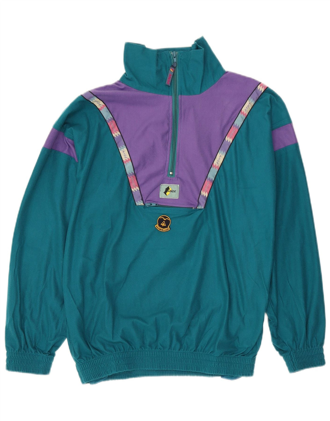 Vintage Herren-Trainingsanzug mit Grafik, klein, grün, Farbblock-Polyester