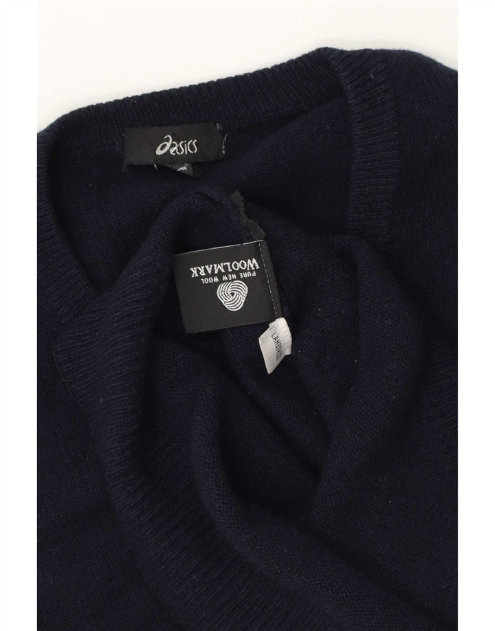 Asics Herren-Pullover mit V-Ausschnitt, groß, marineblaue Lammwolle