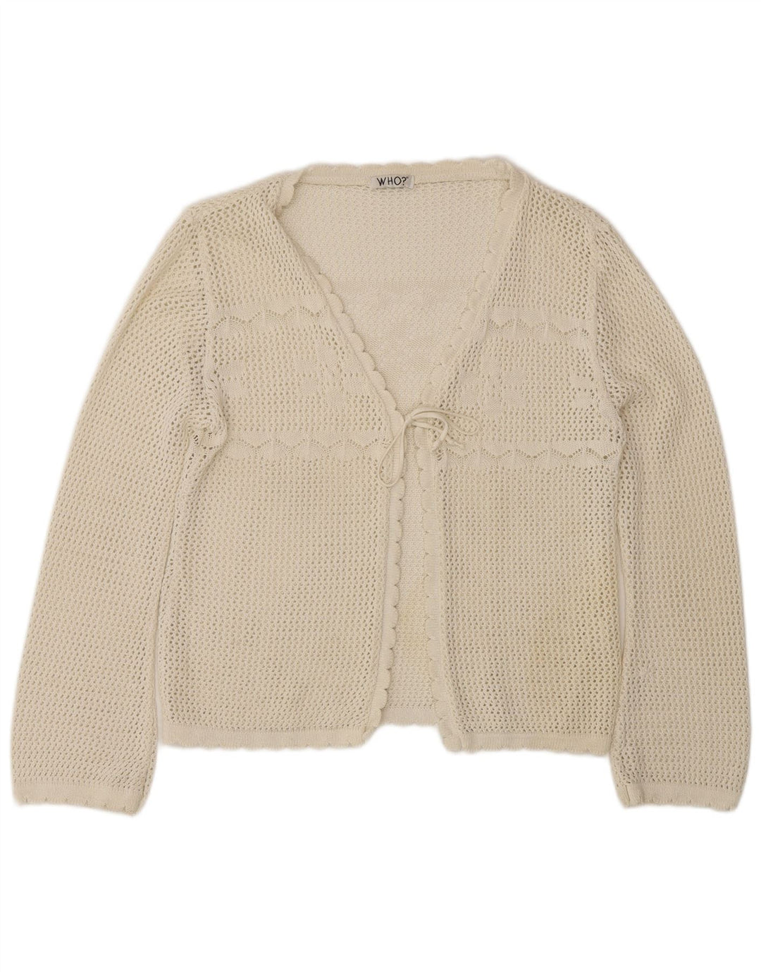 Vintage Damen Häkel-Cardigan-Pullover UK 12 Mittelweiß
