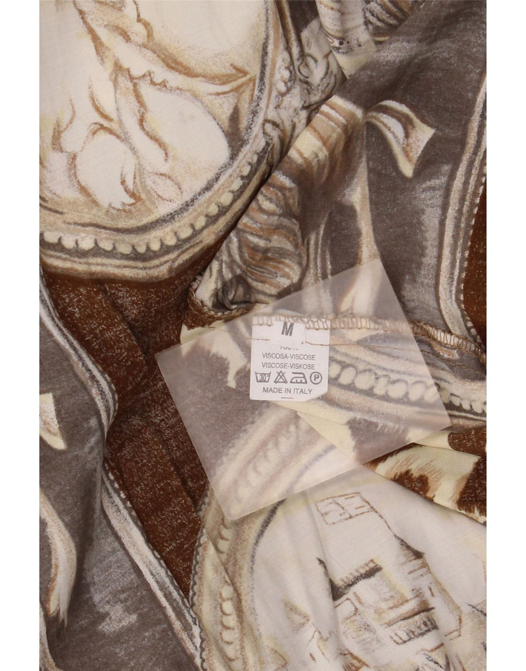 Vintage Damen-Body mit abstraktem Muster und langen Ärmeln, UK-Größe 14, Mittelbraun