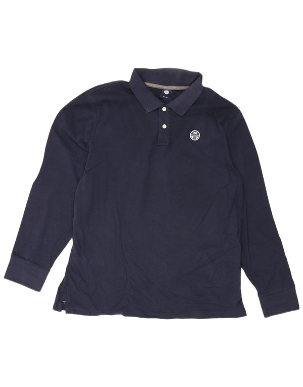 North Sails Herren-Langarm-Poloshirt 2XL aus marineblauer Baumwolle