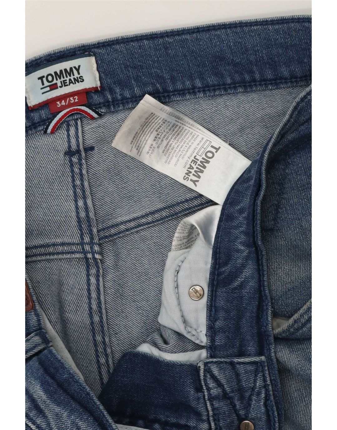 Tommy Hilfiger Herren Straight Jeans W34 L32 Blaue Baumwolle