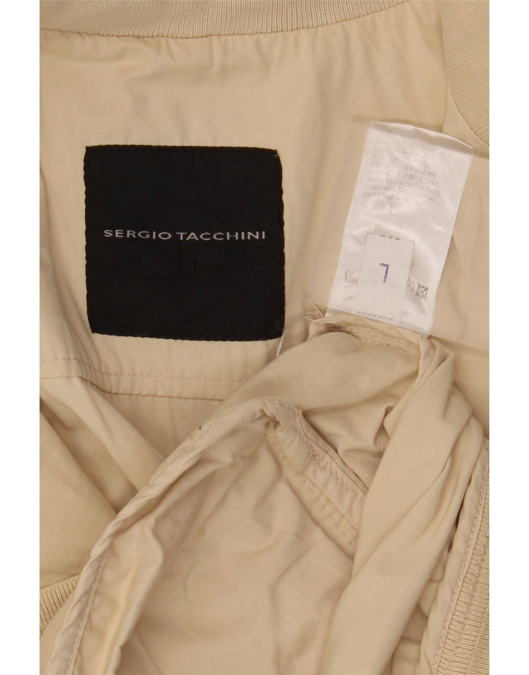 Sergio Tacchini Herren Bomberjacke UK 40 Large Beige Baumwolle