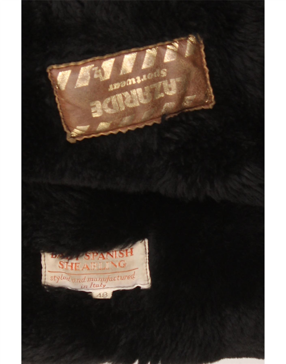 VINTAGE Zweireihige Herren-Jacke mit lockerer Passform, IT 48, mittleres schwarzes Lammfell