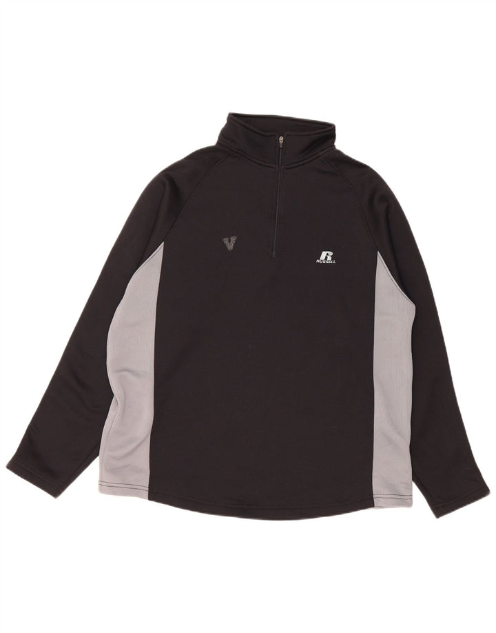 Russell Athletic Herren-Oberteil mit Reißverschluss, langärmlig, mittelschwarzes Polyester