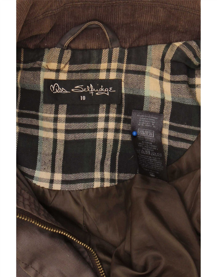 Miss Selfridge Damen-Kapuzen-Übergröße, gewachste Jacke, Gr. 10, klein, braun kariert