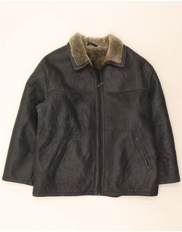 Ultsch Herren Shearling Jacke UK 42 XL Schwarz