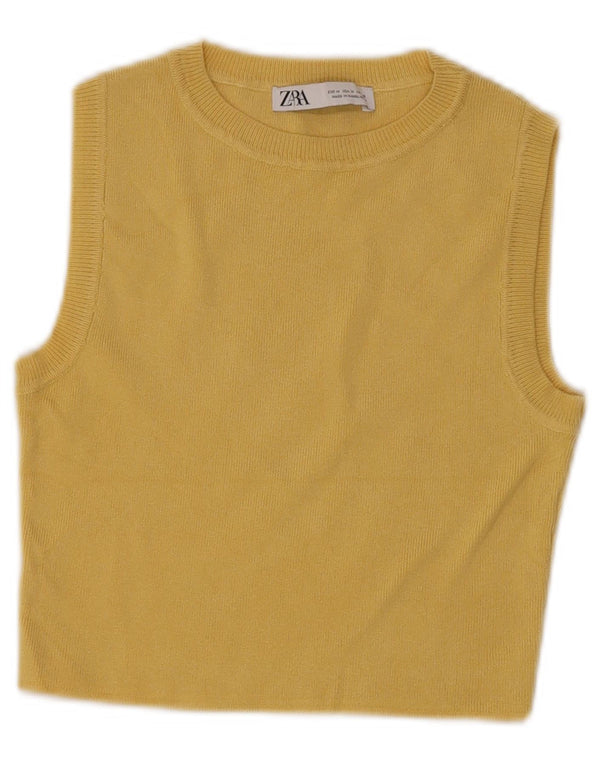 Zara Damen Crop Vest Top UK 14 Mittelgelb