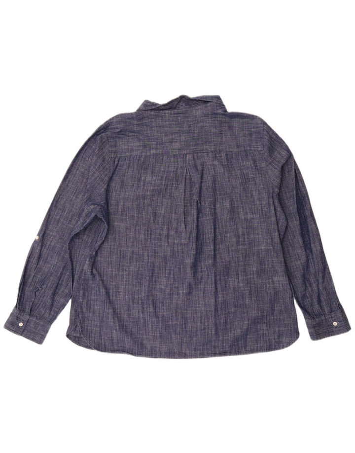 Tommy Hilfiger Damen Pullover-Hemd UK 20 2XL blau gefleckte Baumwolle