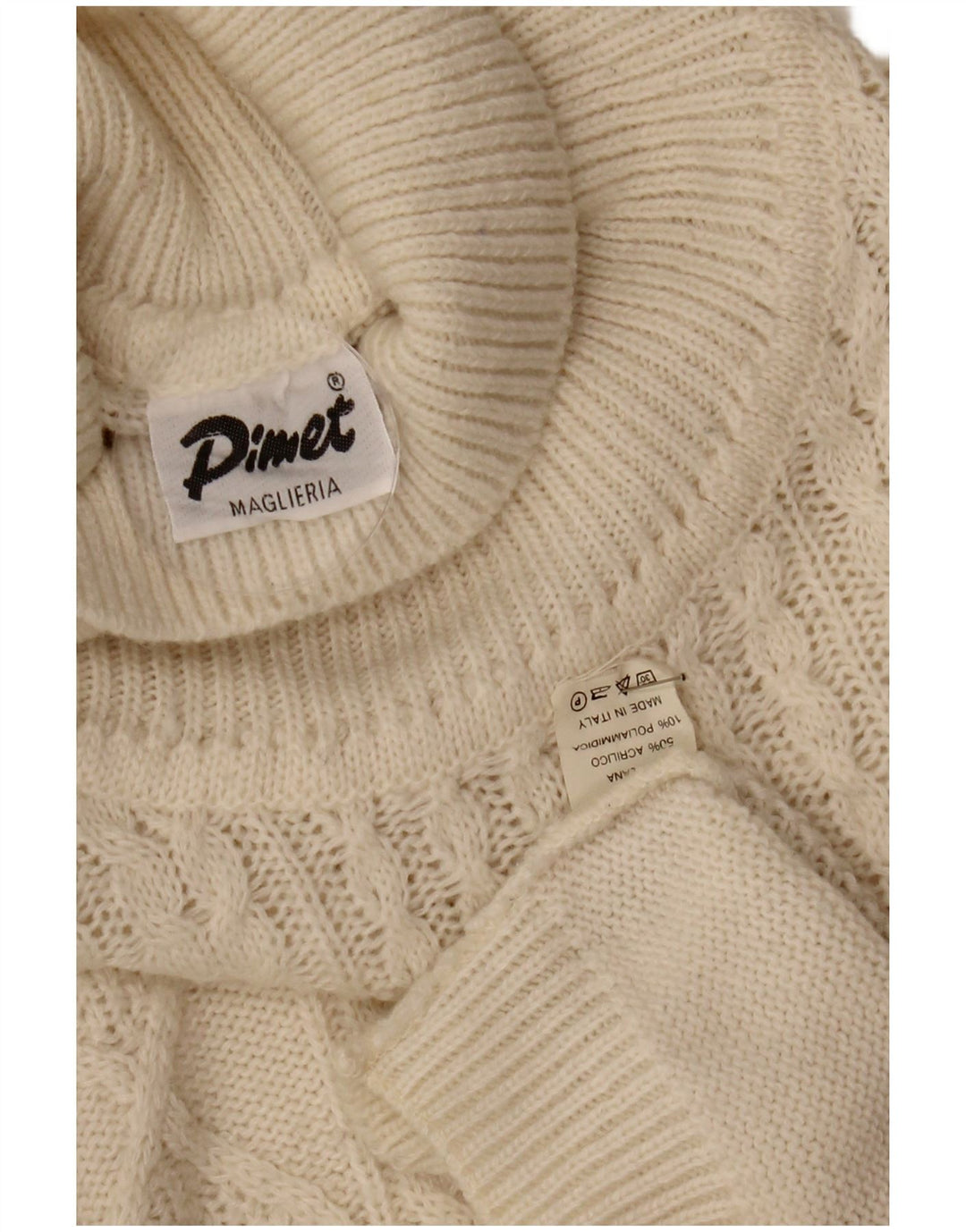 Pimet Herren-Pullover mit Rollkragen, XL, weiße Wolle