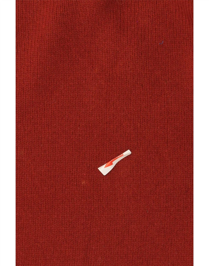 Massimo Dutti Herren-Pullover mit V-Ausschnitt, große kastanienbraune Farbblockwolle