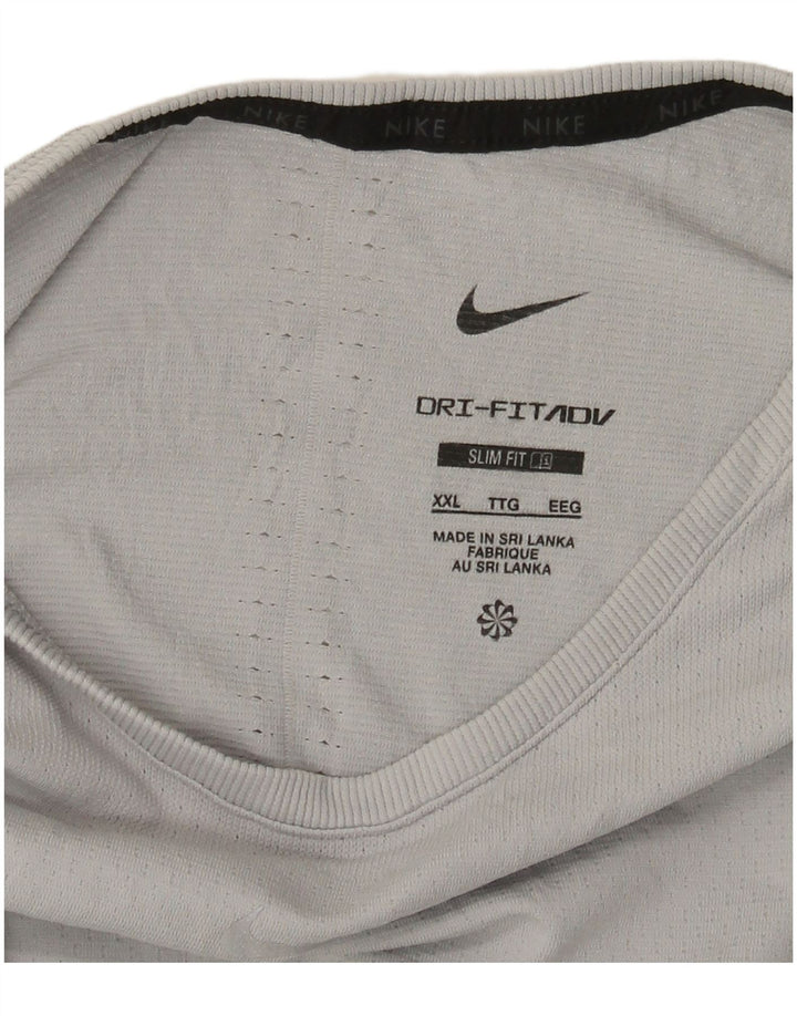 NIKE Herren Dri Fit Slim Fit T-Shirt Top 2XL Grau