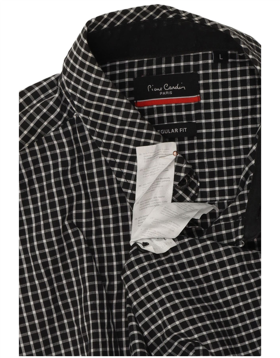 PIERRE CARDIN Herren-Hemd mit normaler Passform, großes schwarzes Gingham-Polyester