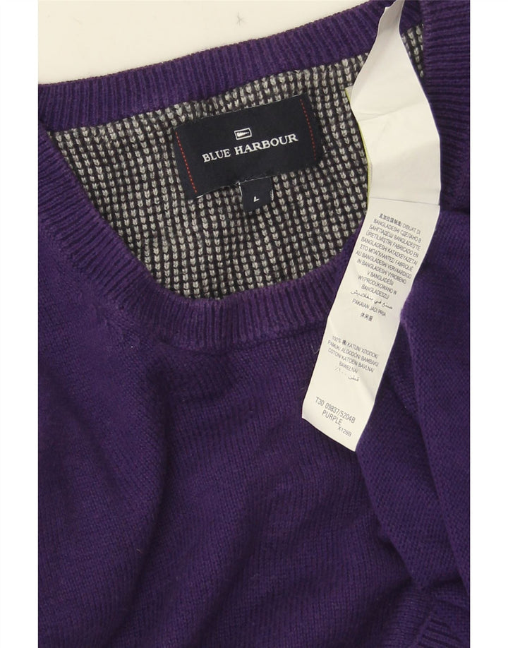 Marks & Spencer Herren-Pullover „Harbor“ mit Rundhalsausschnitt, Blau, Größe L, Lila