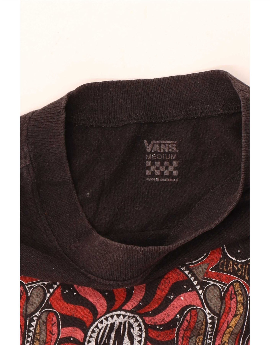 Vans Damen Grafik-T-Shirt-Oberteil UK 14 Medium Schwarz
