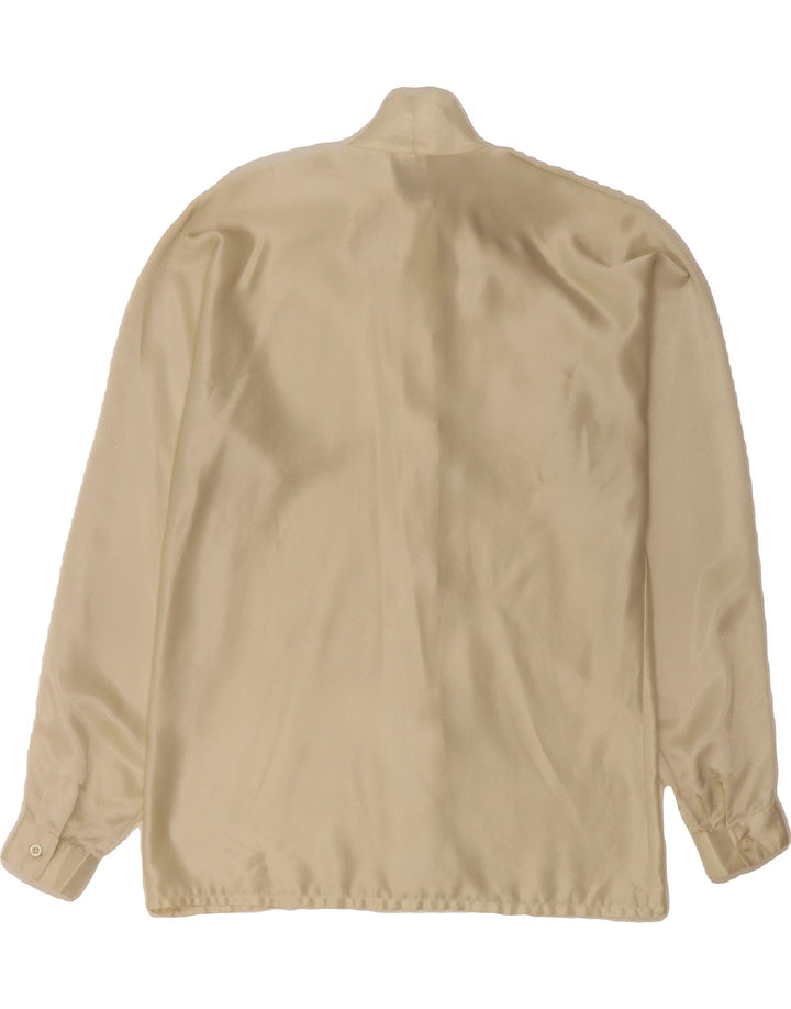 VINTAGE Womens Front Tie Shirt Blouse IT 42 Medium Beige Polyester Vintage Vintage and Second-Hand Vintage from Messina Hembry 