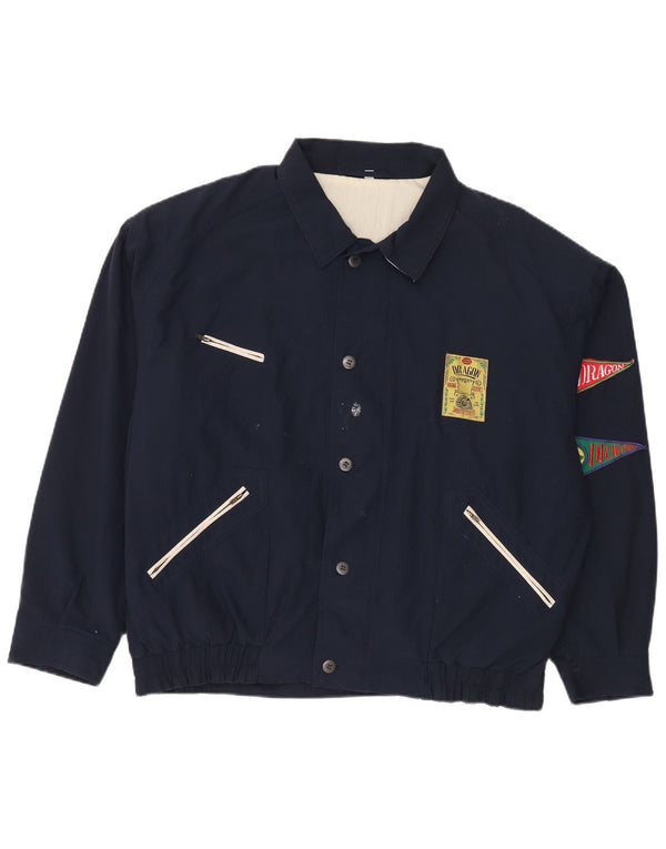 Vintage Herren Bomberjacke UK 42 XL Marineblau Polyester