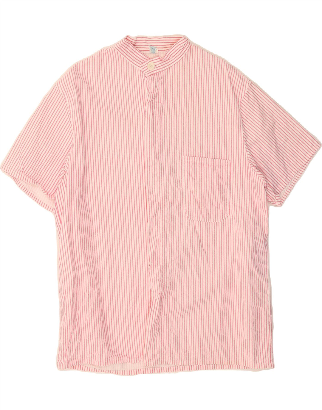 VINTAGE Mens Short Sleeve Shirt IT 52 Large Pink Striped Vintage Vintage and Second-Hand Vintage from Messina Hembry 