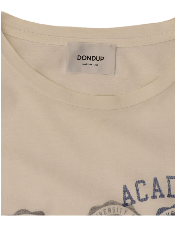 Dondup Herren T-Shirt mit Grafik, Mittelweiß