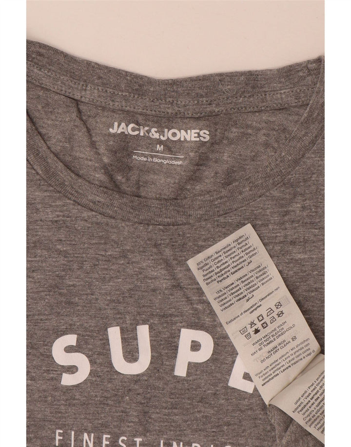JACK & JONES Herren-T-Shirt mit Grafik, mittelgraue Baumwolle
