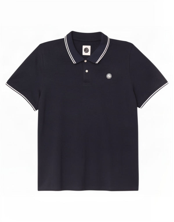 Pretty Green Herren-Poloshirt 2XL Marineblau gestreift aus Polyester